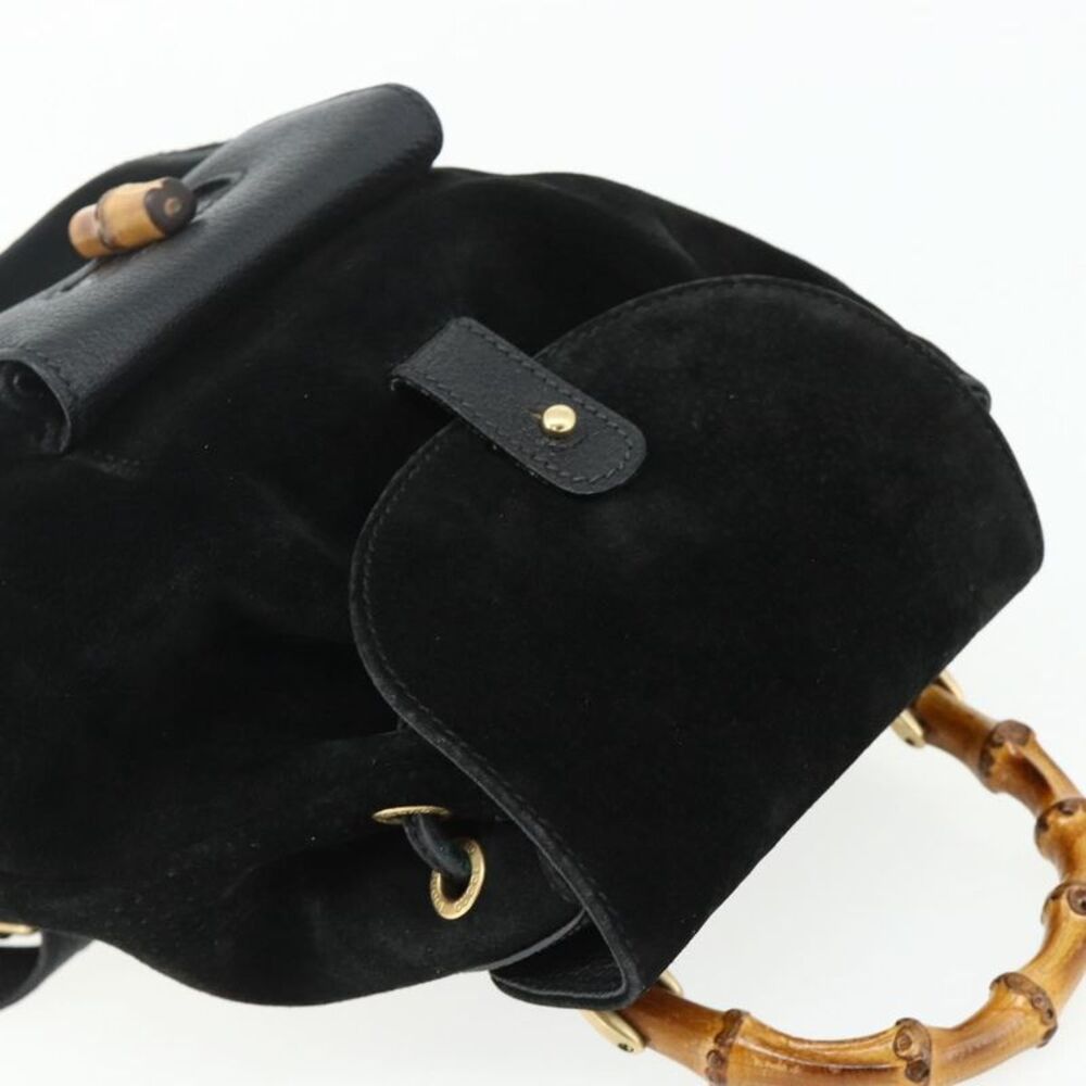 Gucci Gucci Bamboo Backpack Daim Black Suede Backpack Bag - Picture 15 of 16